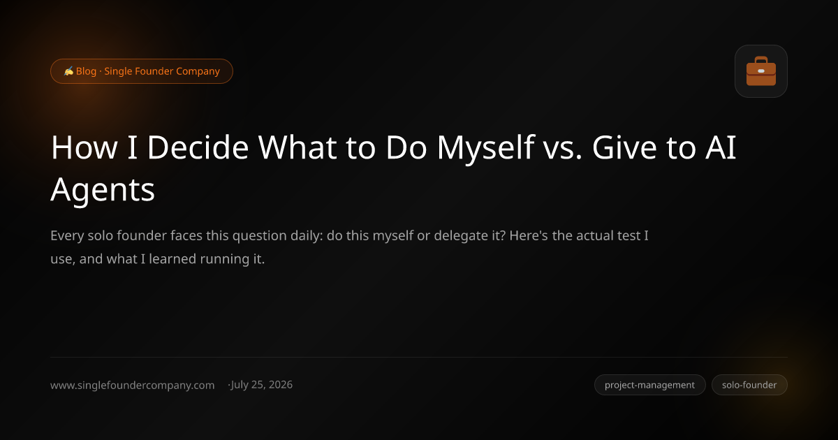 How I Decide What to Do Myself vs. Give to AI Agents