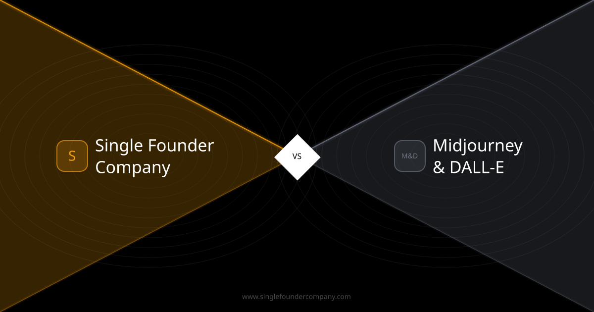 Single Founder Company vs Midjourney & DALL-E — AI Image Generators vs AI Company