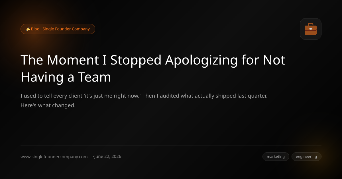The Moment I Stopped Apologizing for Not Having a Team