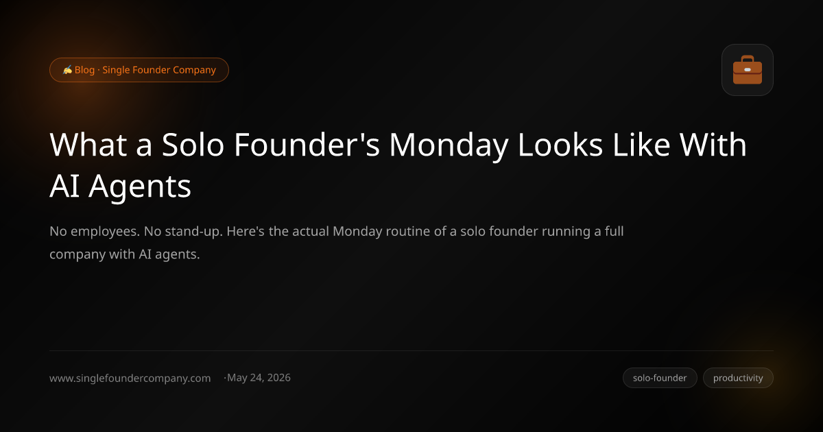 What a Solo Founder's Monday Looks Like With AI Agents