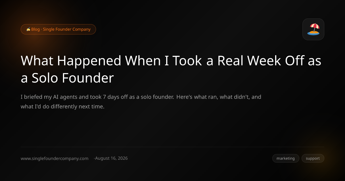 What Happened When I Took a Real Week Off as a Solo Founder