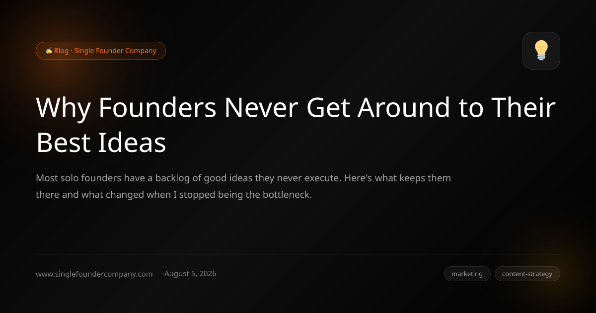 Why Founders Never Get Around to Their Best Ideas