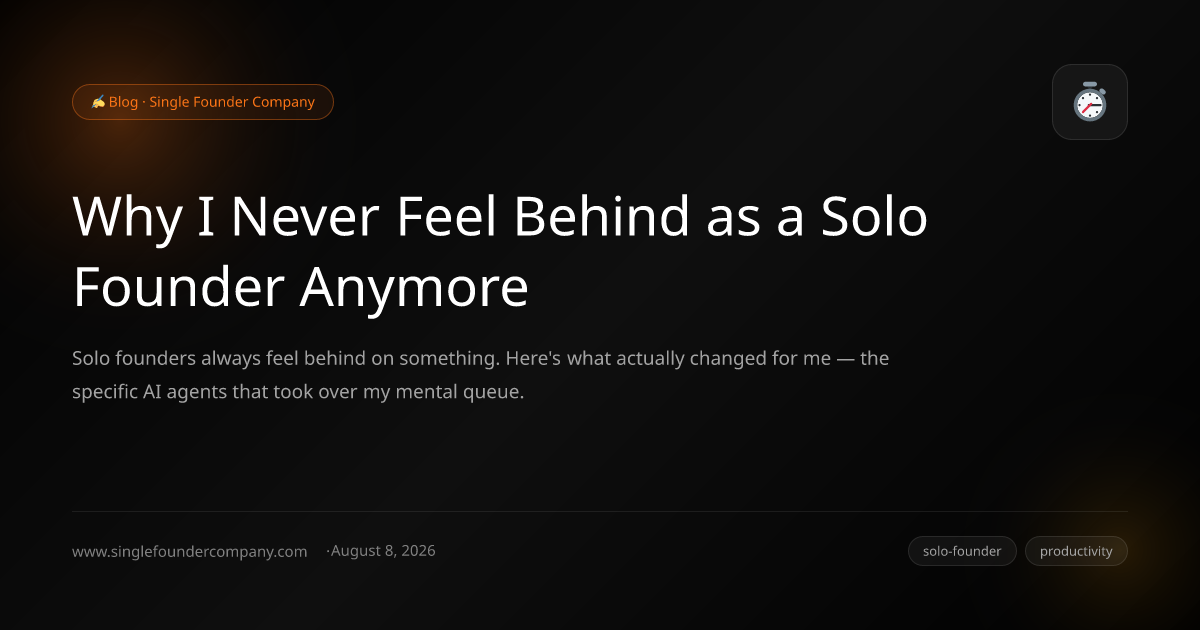 Why I Never Feel Behind as a Solo Founder Anymore